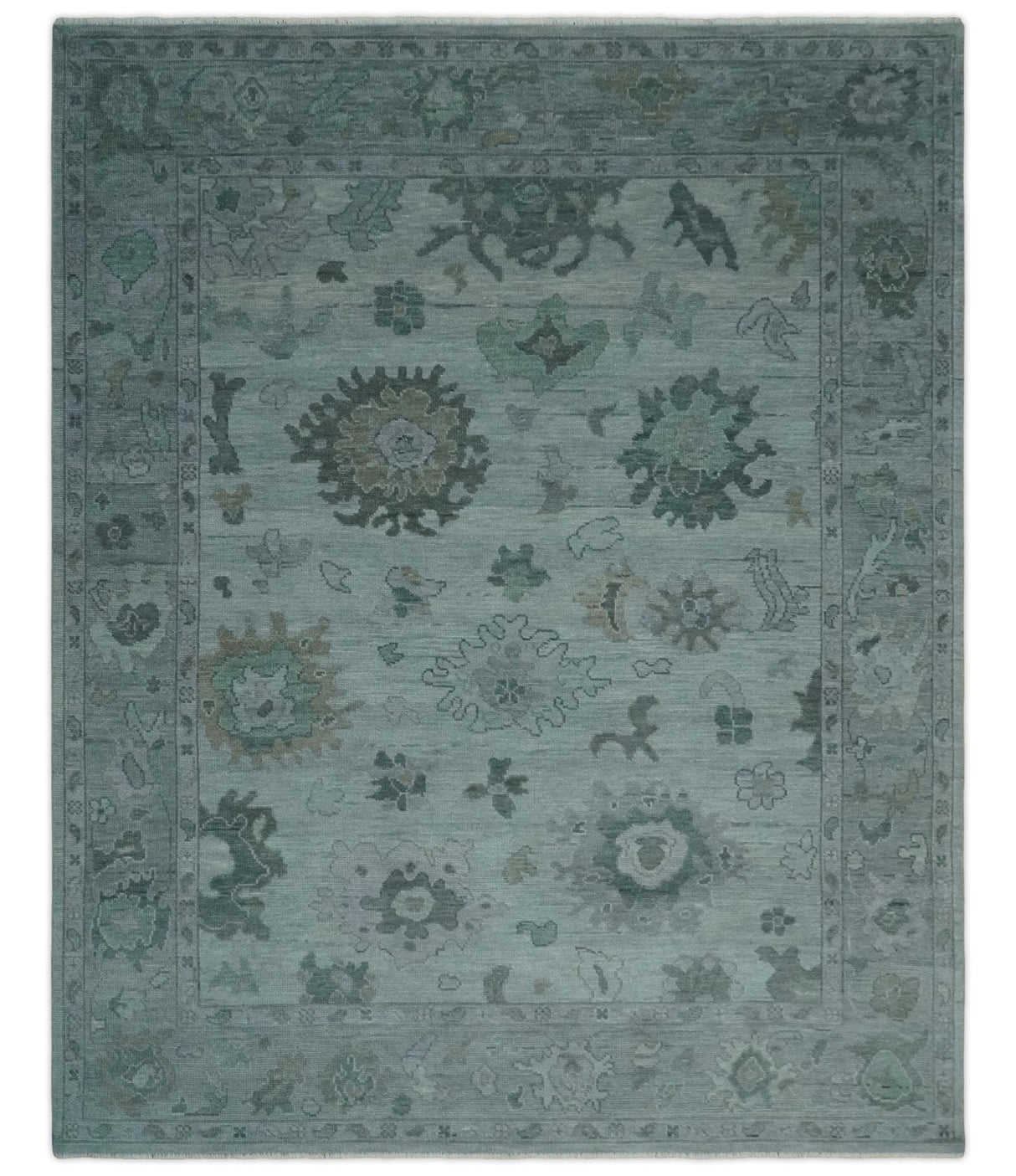 Antique look Bluish Gray Hand knotted Traditional Oushak Multi Size wool area Rug