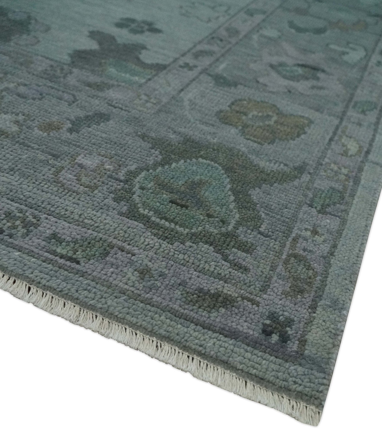 Antique look Bluish Gray Hand knotted Traditional Oushak Multi Size wool area Rug