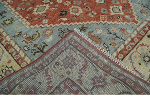Antique look Traditional Floral Gray, Rust and Beige Hand knotted Heriz Custom Made wool Area Rug