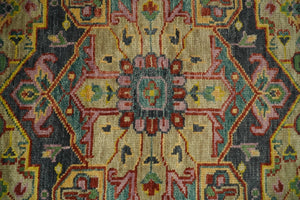 Antique Moss Green and Pink Traditional Multi Size Wool Area Rug