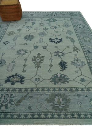 Antique multi size Hand Knotted Beige and Silver Traditional Floral Oushak wool Area Rug