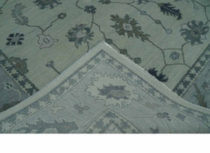 Antique multi size Hand Knotted Beige and Silver Traditional Floral Oushak wool Area Rug