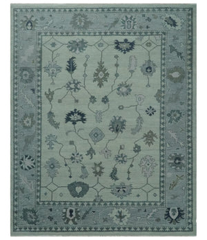Antique multi size Hand Knotted Beige and Silver Traditional Floral Oushak wool Area Rug