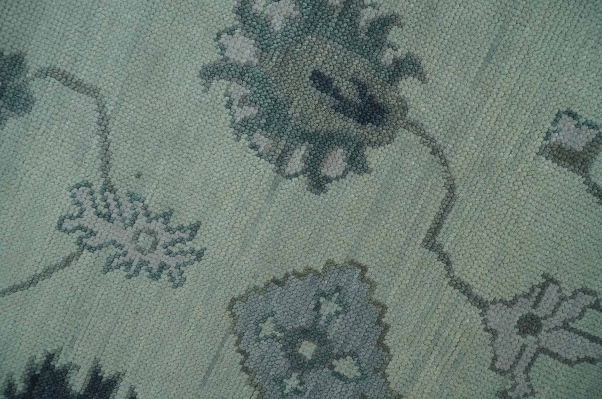 Antique multi size Hand Knotted Beige and Silver Traditional Floral Oushak wool Area Rug