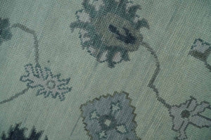 Antique multi size Hand Knotted Beige and Silver Traditional Floral Oushak wool Area Rug