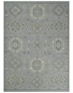 Antique Style Pastel Silver, Beige and Gray Low Pile Multi Size Oushak wool Area Rug