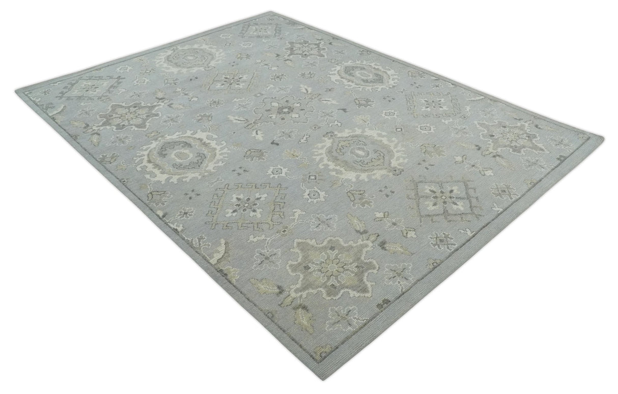 Antique Style Pastel Silver, Beige and Gray Low Pile Multi Size Oushak wool Area Rug