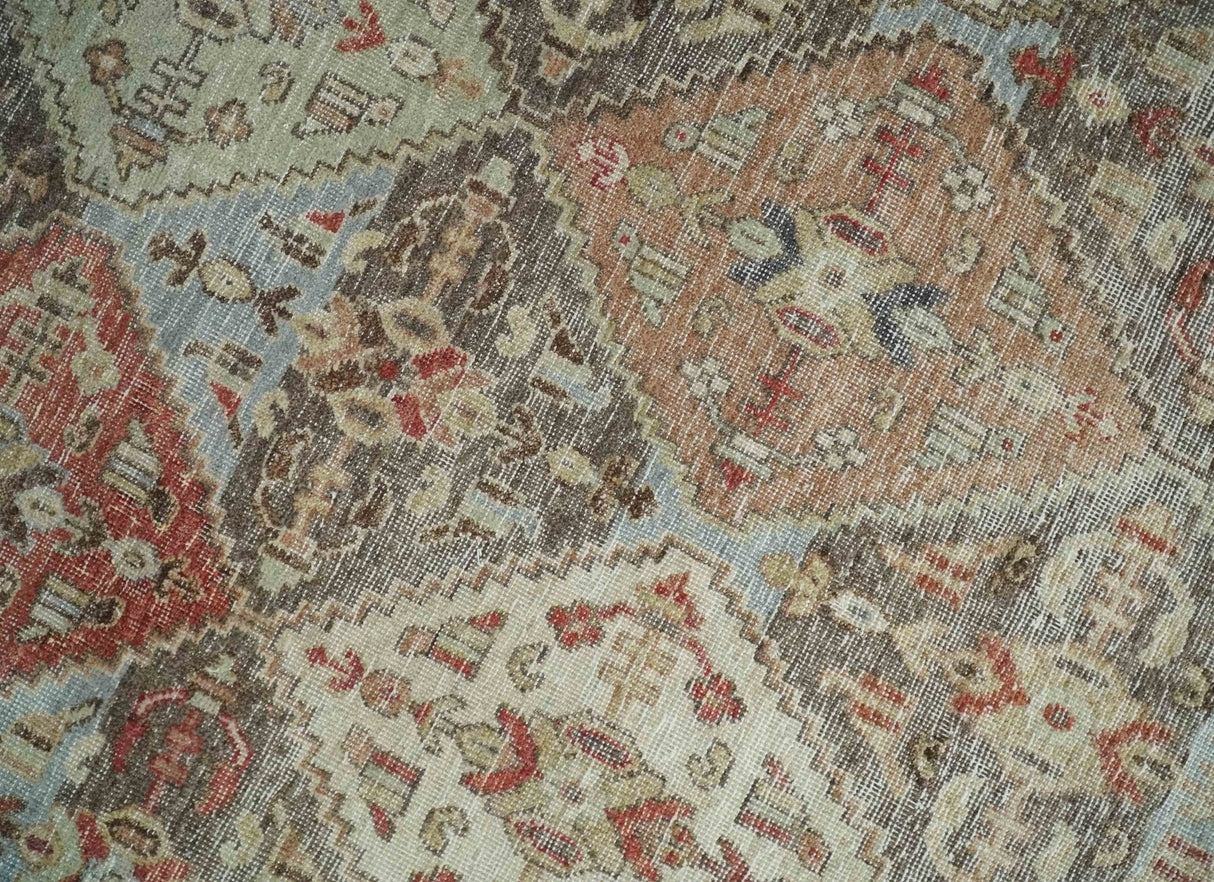 Antique look Tribal Garden Rug Hand Knotted Distressed finished oxidized Multi size wool Area Rug