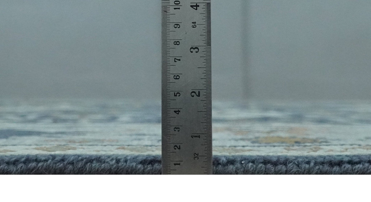 Antique style Blue and Silver Traditional Multi Size Hand Knotted Oushak Wool Rug