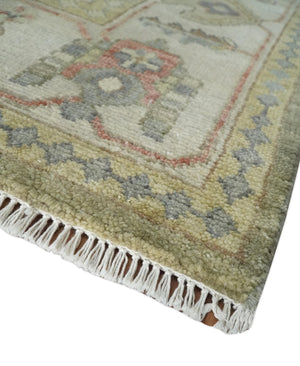 Antique Style Green, Ivory and Beige Hand knotted Heriz Serapi Multi Size wool Area Rug