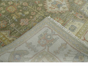 Antique Style Green, Ivory and Beige Hand knotted Heriz Serapi Multi Size wool Area Rug