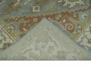 Antique Style Traditional Heriz Gray, Ivory, Peach and Olive Hand Knotted Multi Size wool Area Rug