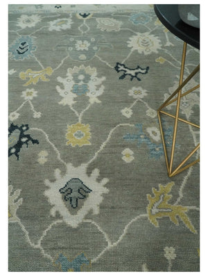 Antique look Taupe Silver and Beige Traditional Oushak Custom Made Wool Area Rug
