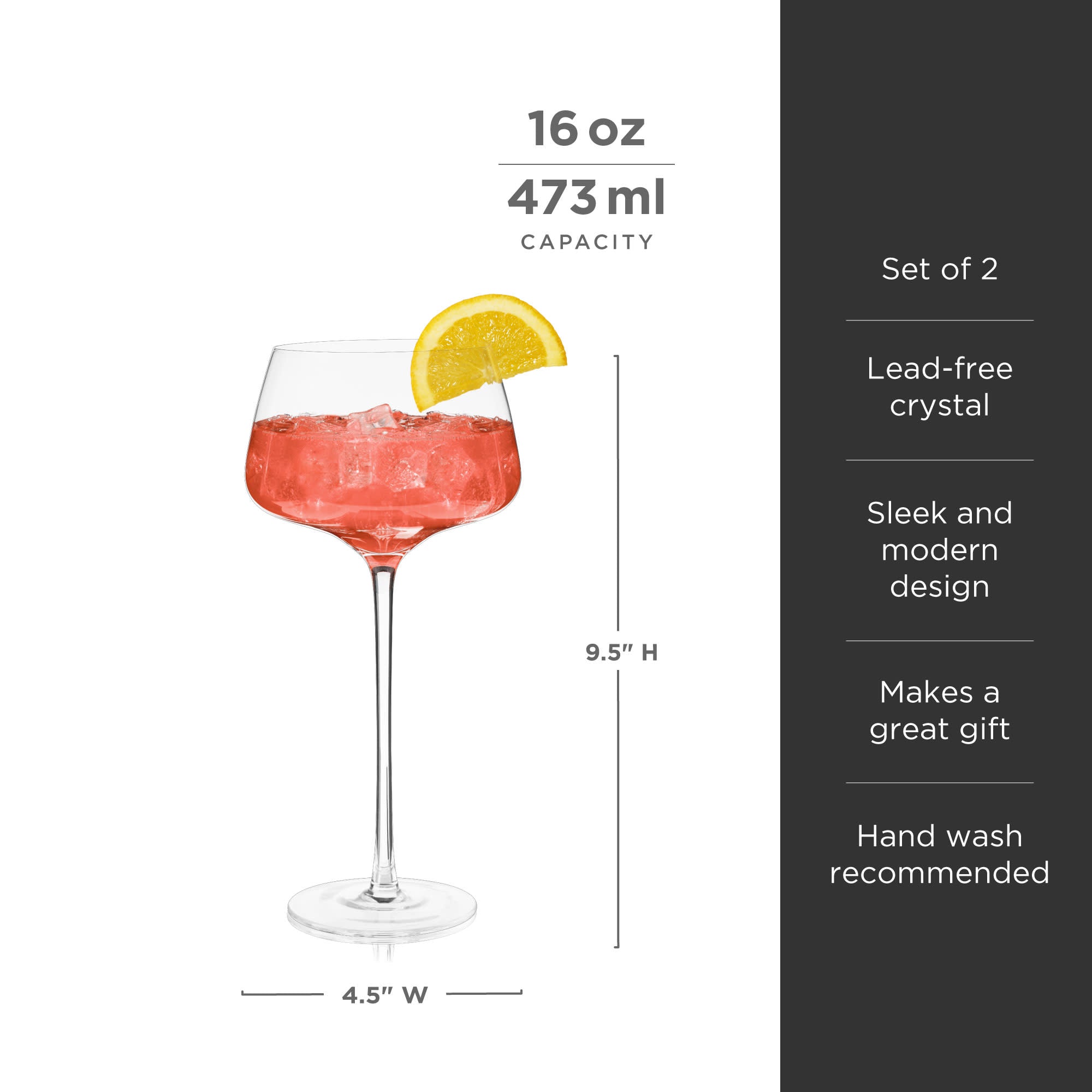 Viski Raye Crystal Angled Amaro Spritz Glasses - Thumbnail 4
