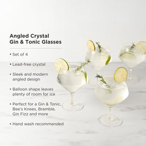 Raye Angled Crystal Gin & Tonic Glasses Set of 4