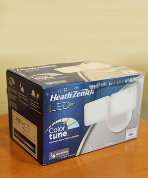 Outdoor LED Dual Head Wall Spot Light 2 Light Dusk to Dawn, White Finish 6"H