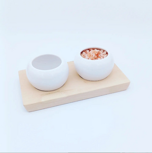 Dipping & Spice Wooden and Ceramic Bowl Pair