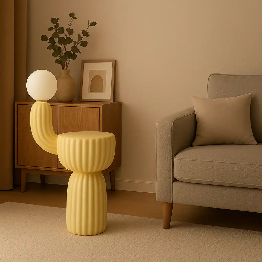 Cactus Bedside Table + Lamp