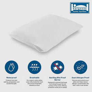 Bargoose CleanAir® Allergy Relief Pillow Protector - Zippered Pillow Encasement For Dust Mites, Sweat, Spills