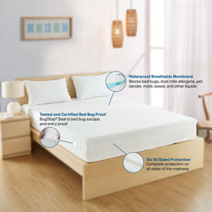 Bargoose BedBug Solution™ Hybrid Zippered Mattress Encasing - Stretches To Fit 9-12" Mattresses