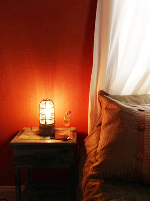 Industrial Touch Lamp with Vintage Edison Bulb - The Iron Cage