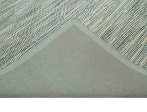 Beige and Teal Modern stripes Design Hand Tufted Multi Size wool area rug