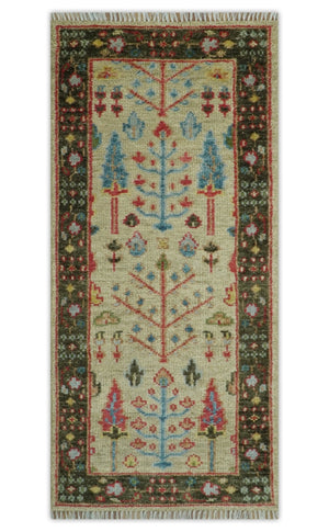 Beige, Brown and Rust Tree of Life Hand Knotted Traditional Multi Size Wool Rug