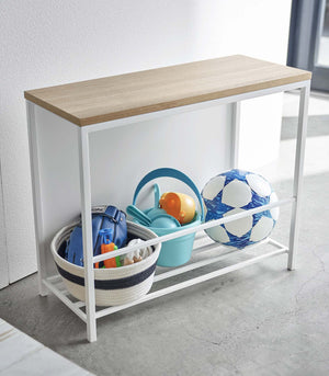 Entryway Storage Organizer & Bench (18" H)  - Steel + Wood