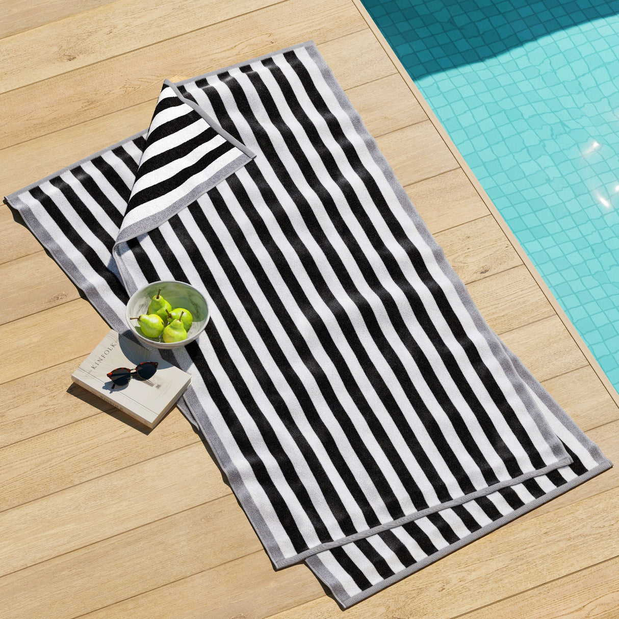 Oversized Striped Border Cabana Beach Towel - Santa Cruz