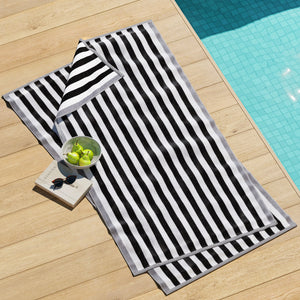 Oversized Striped Border Cabana Beach Towels - Santa Cruz