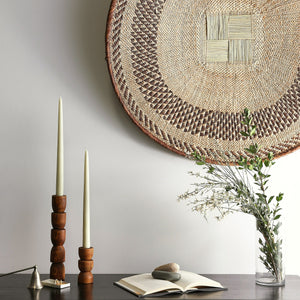 Totem Pine Wood Taper Candlestick Holder