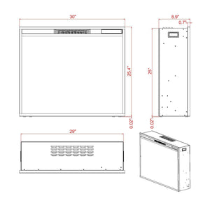 Black Electric Fireplace Heater Insert with Overheating Protection and Remote Control