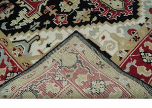 Black, Ivory, Olive and Brown Hand knotted Traditional Heriz Medallion Multi Size Wool Area Rug
