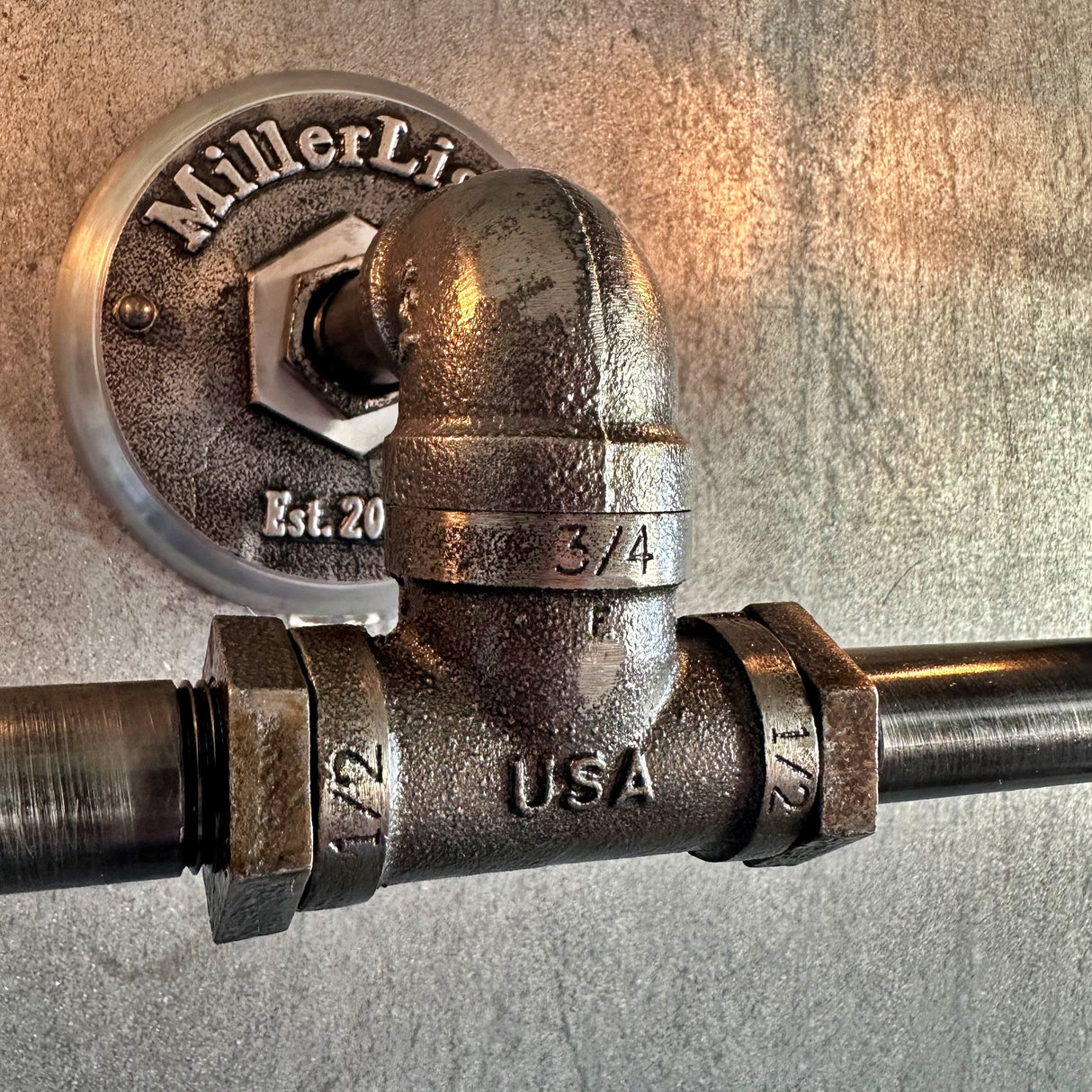 Black Pipe Light - Double Cage Industrial Wall Sconce - The Ironforge