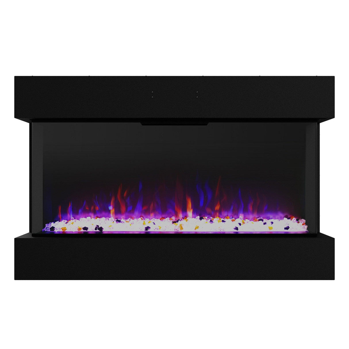 Black Recessed or Wall-Mount Electric 3-Color Flame with LED Light Fireplace