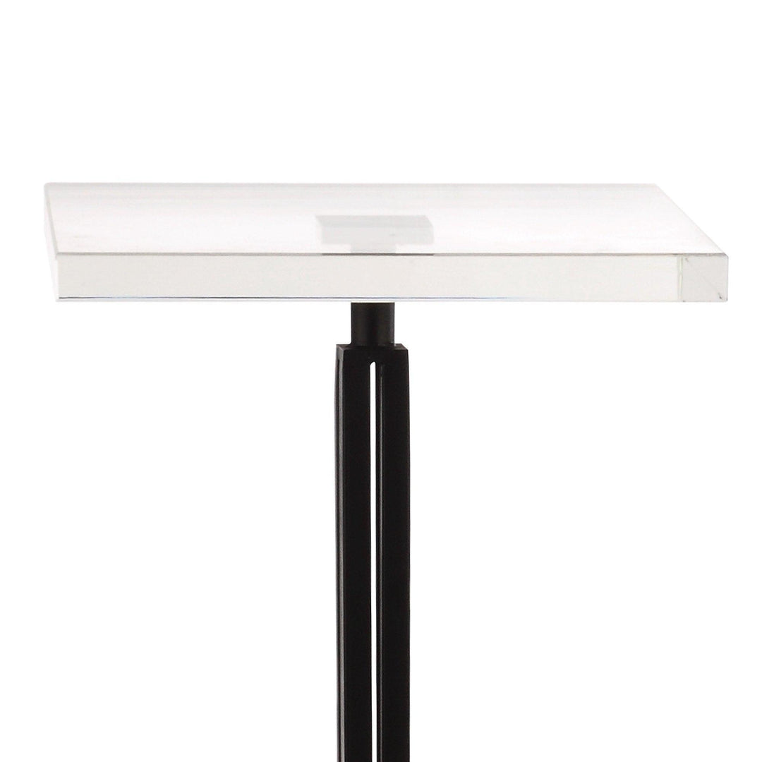 Black Square Side Table with Marble Base