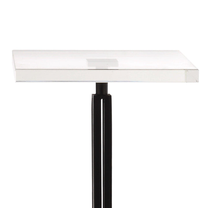 Black Square Side Table with Marble Base