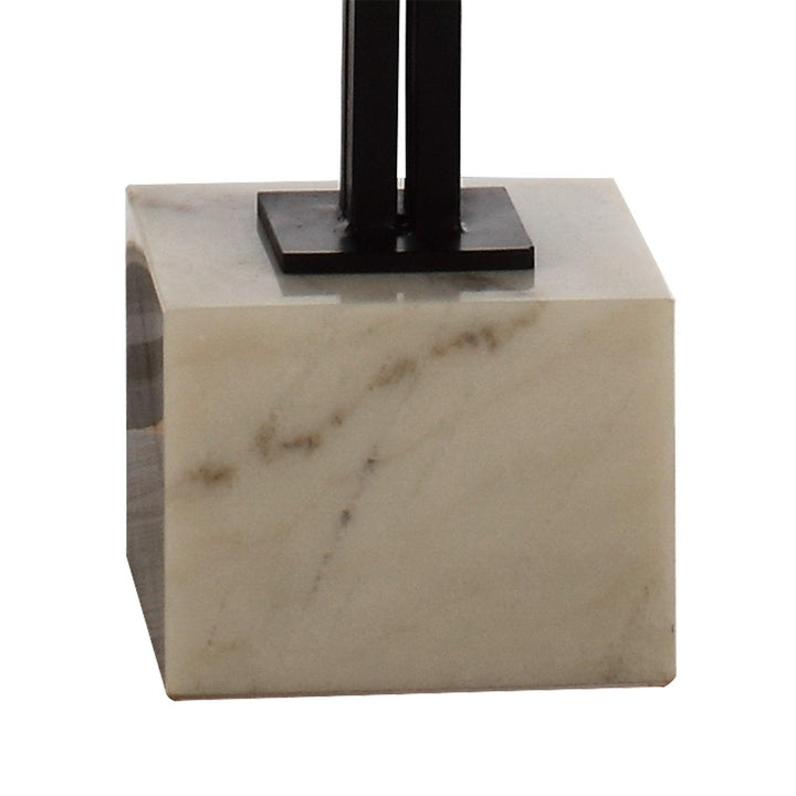 Black Square Side Table with Marble Base