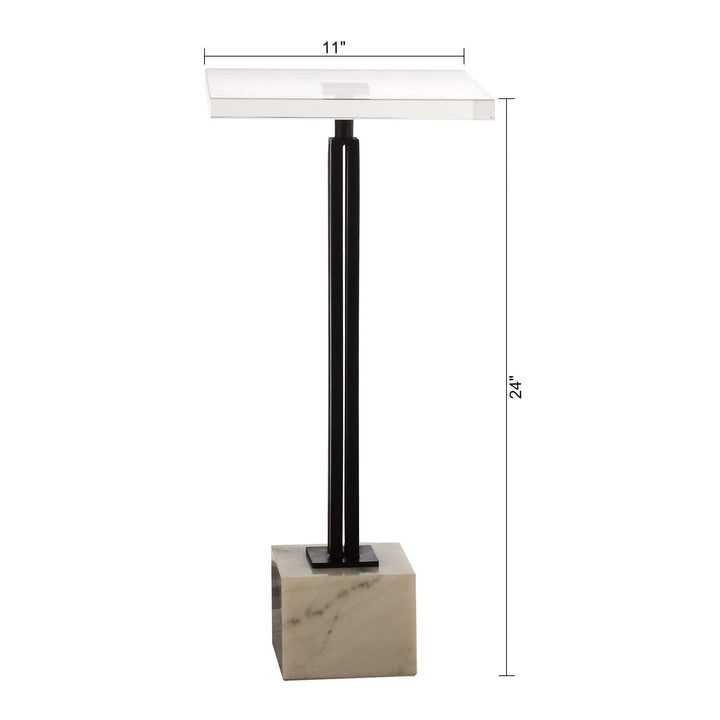 Black Square Side Table with Marble Base