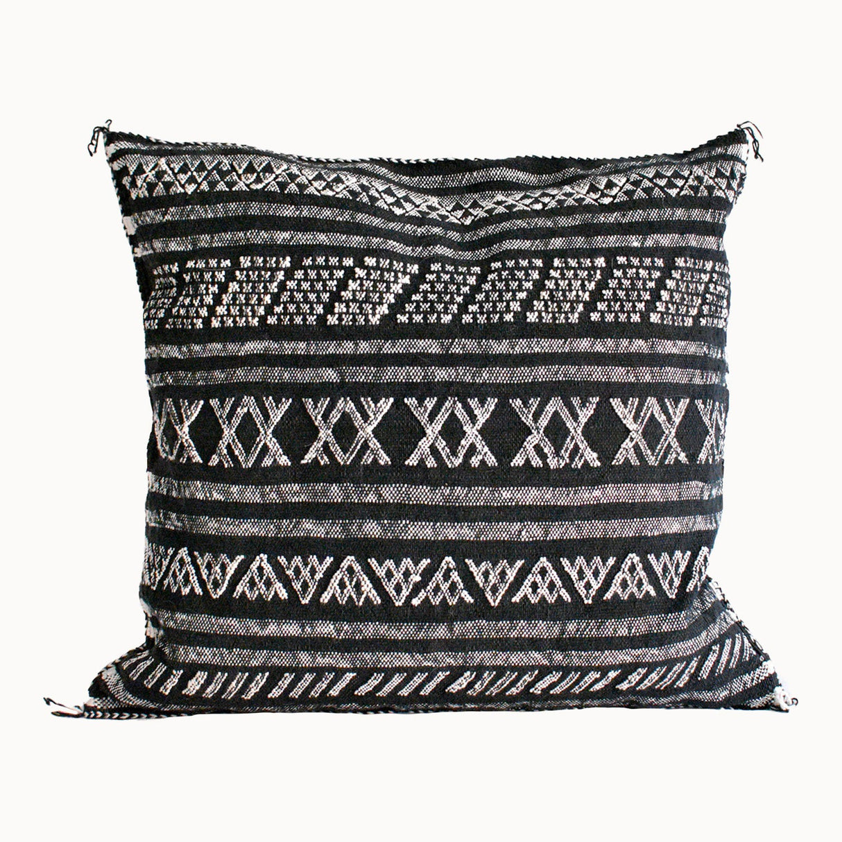 Desert Stripe Cactus Silk Pillow | Black