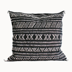 Desert Stripe Cactus Silk Pillow | Black
