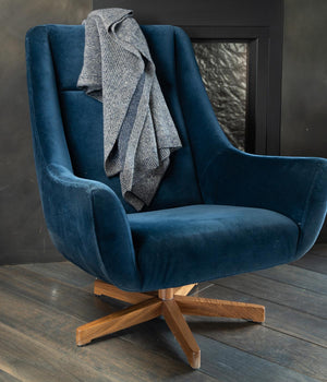 Cobalt and Platinum Yak Down Beehive Knit Throw