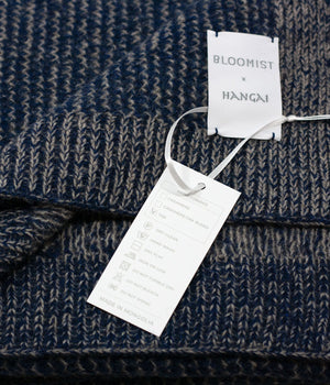 Cobalt and Platinum Yak Down Beehive Knit Throw