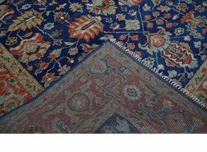 Blue and Rust Turkish Design Traditional Serapi Hand Knotted Wool Area Rug
