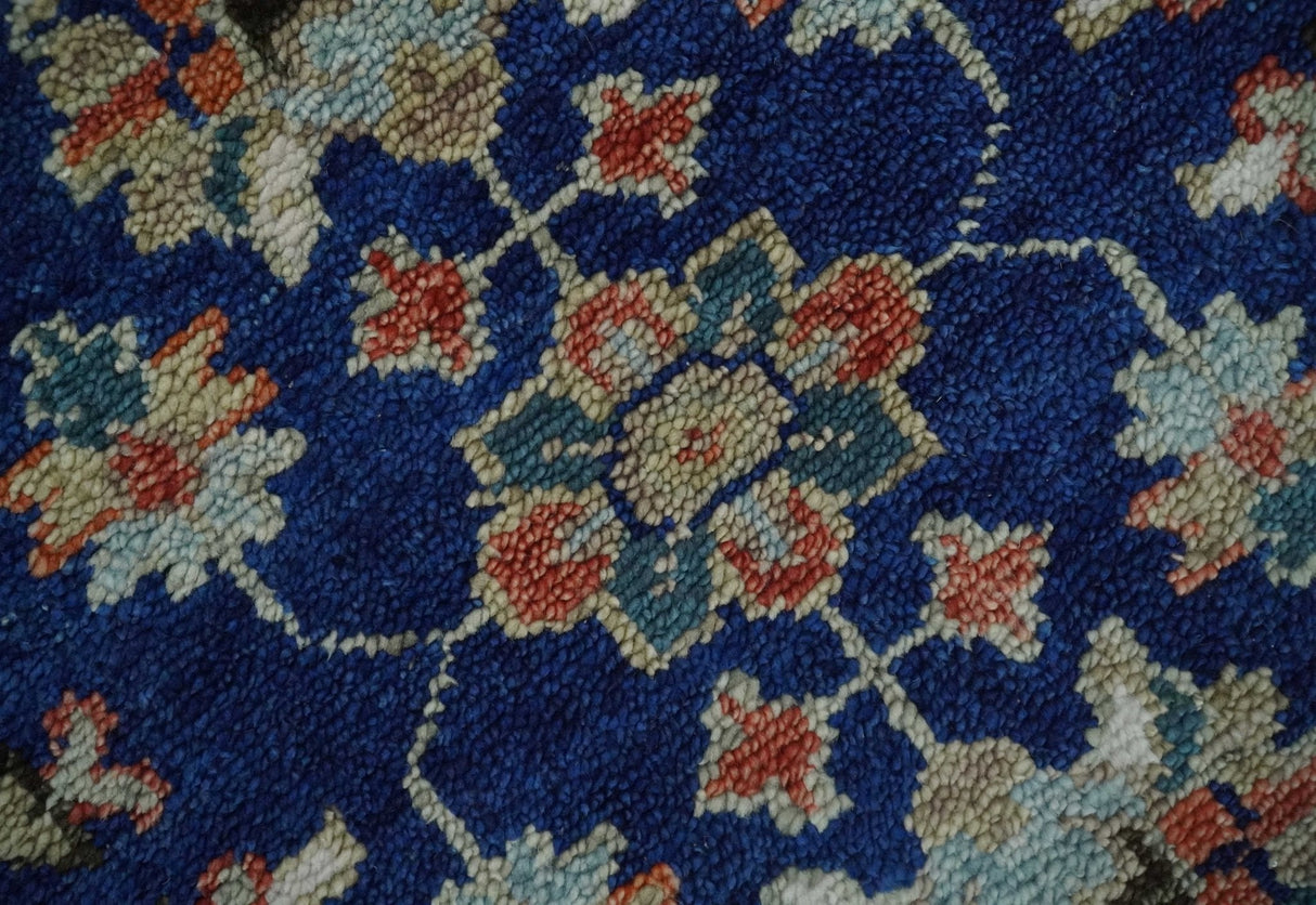 Blue and Rust Turkish Design Traditional Serapi Hand Knotted Wool Area Rug