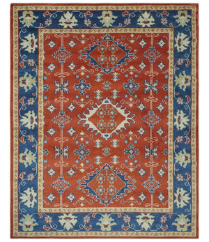 Brown, Blue and Beige Traditional Oriental Hand Knotted Multi Size Wool Area Rug