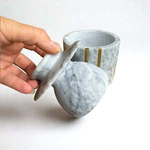 Seraphina Marble Butter Jar, 4"D x 4.5"H