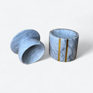 Seraphina Marble Butter Jar, 4"D x 4.5"H