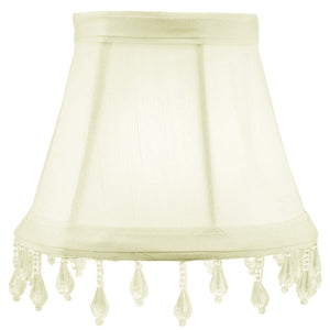 4"W x 5"H Set of 6 Candelabra Stretch Eggshell with Liner Clear Beads