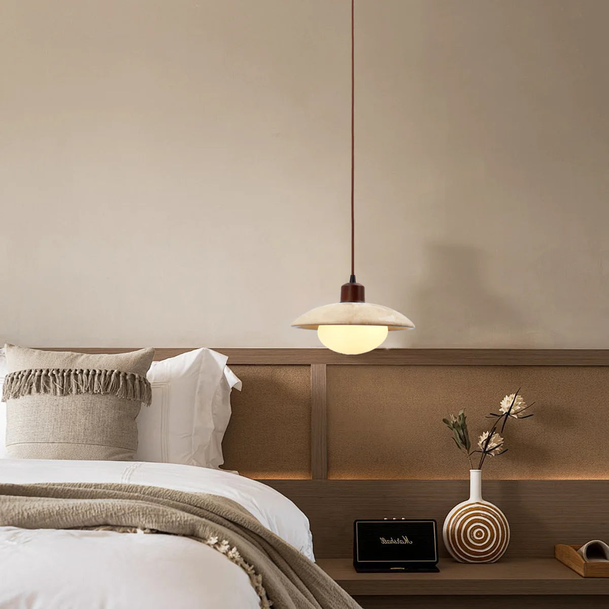 Travertine Glass Noah Disc Pendant Lamp